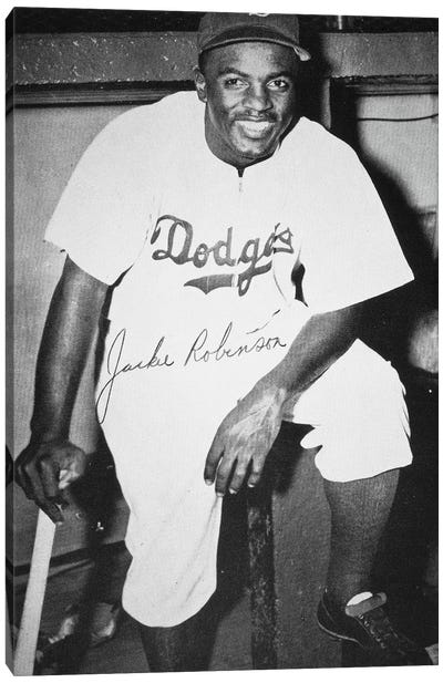 Jackie Robinson (1919-1972) Canvas Art Print - Athlete & Coach Art