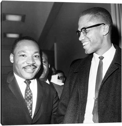 King And Malcolm X, 1964 Canvas Art Print - Malcolm X