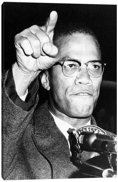 Malcolm X (1925-1965) Canvas Art Print - Vintage & Retro Photography