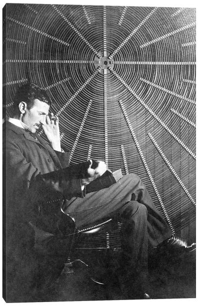 Nikola Tesla (1856-1943) Canvas Art Print - Inventor & Scientist Art