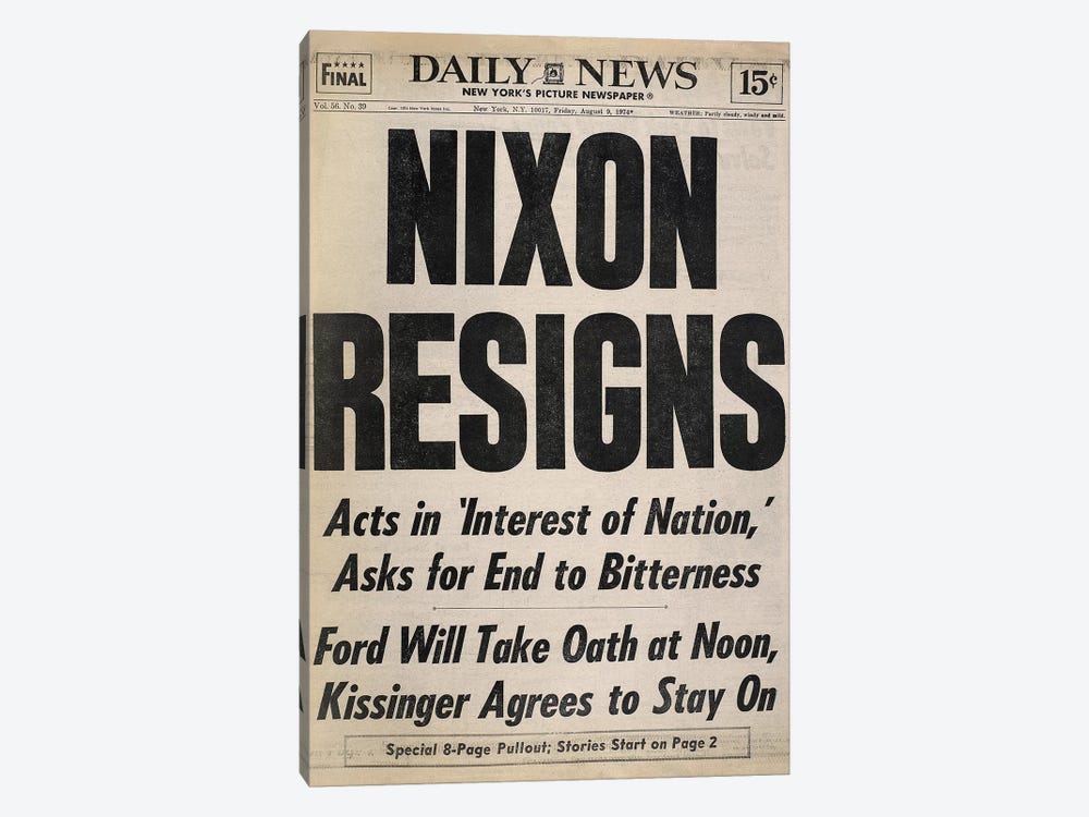 Nixon Resignation, 1974 by Unknown 1-piece Canvas Art Print
