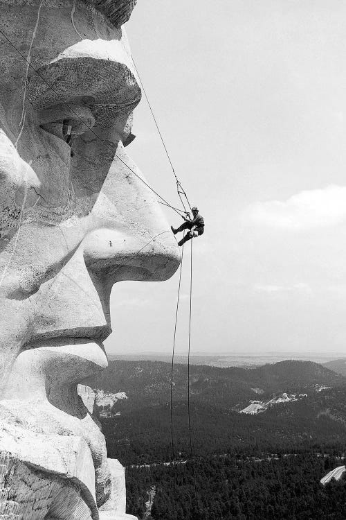 Scaling Mount Rushmore by Unknown wall art
