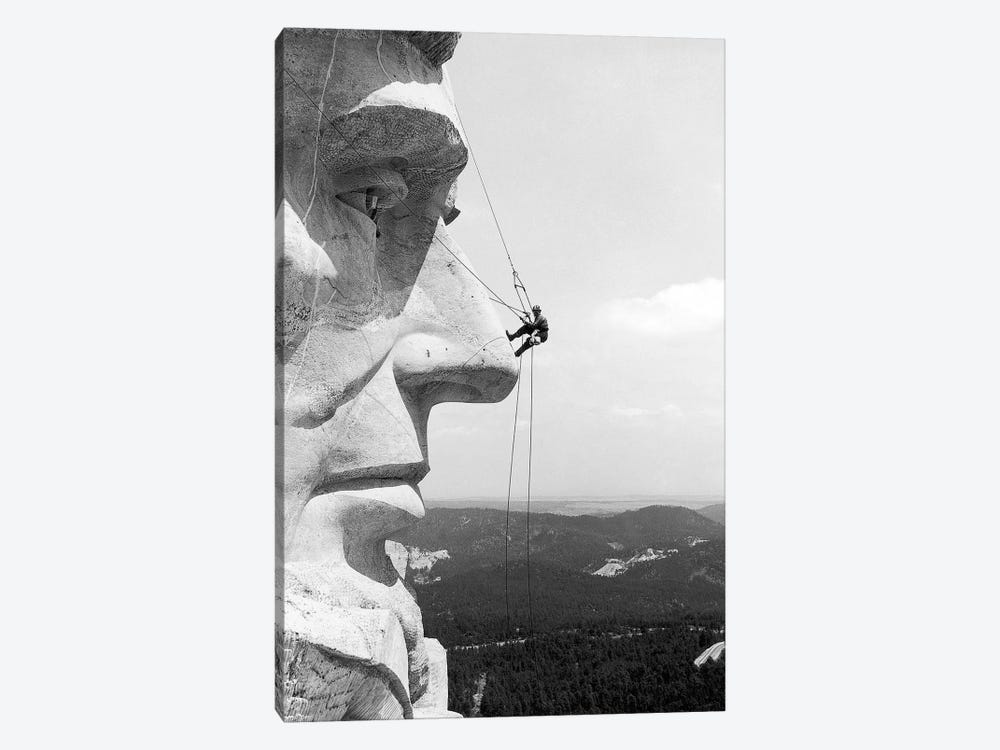 Scaling Mount Rushmore by Unknown 1-piece Canvas Wall Art