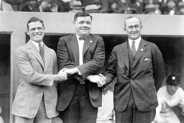 The Granger Collection: Sisler, Ruth & Cobb, 1924 by Unknown