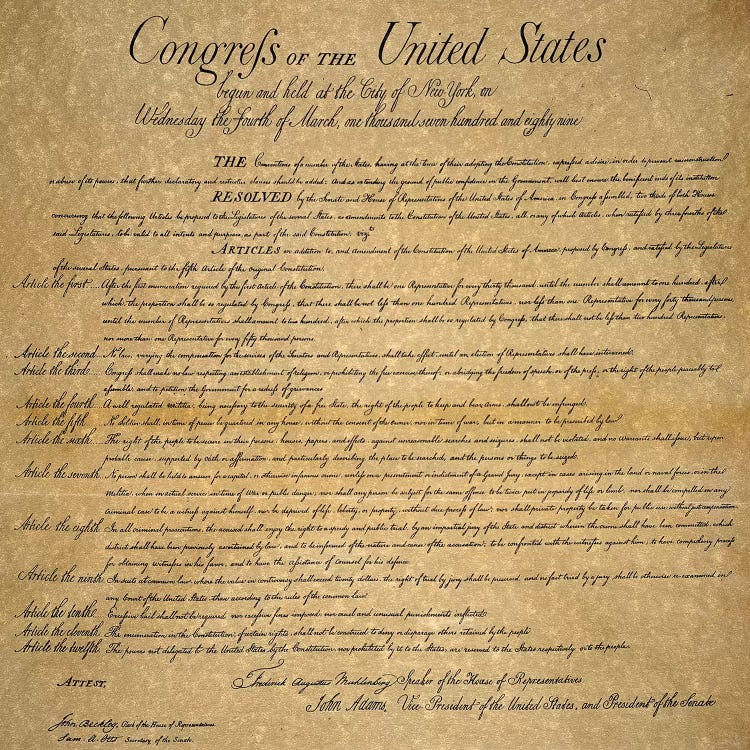 The Bill Of Rights, 1789 by Unknown wall art