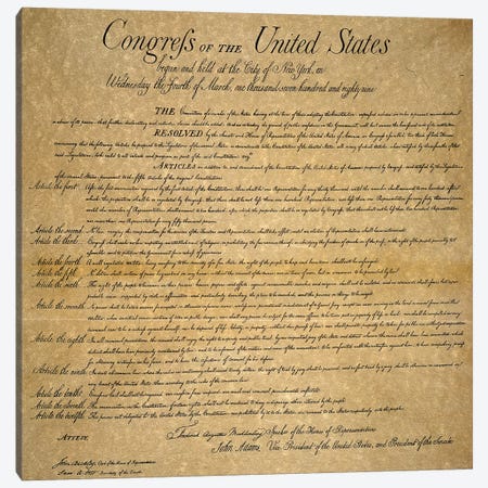 The Bill Of Rights, 1789 Canvas Print #GER369} by Unknown Canvas Wall Art