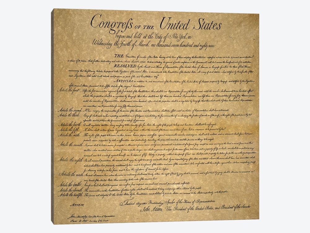 The Bill Of Rights, 1789 by Unknown 1-piece Art Print