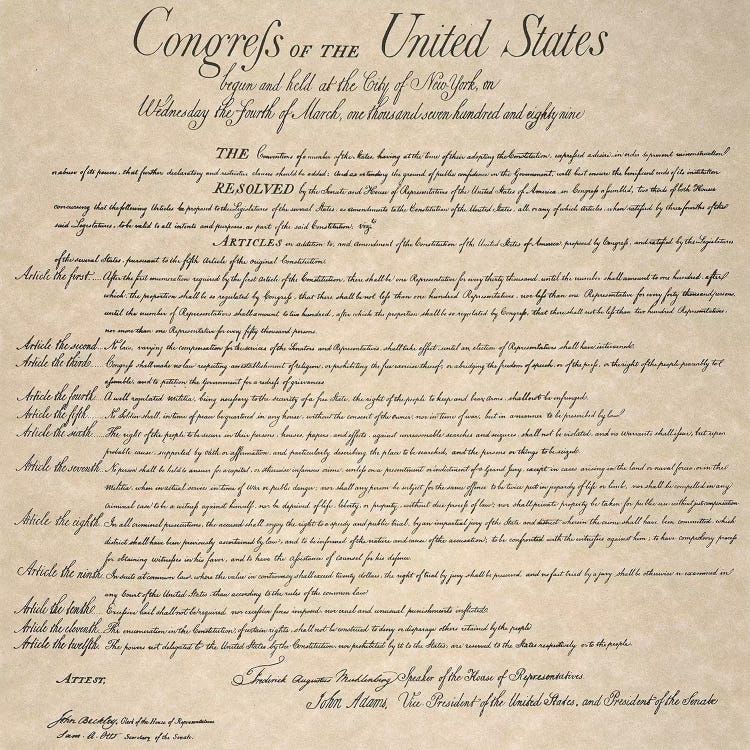 The Bill Of Rights, 1789 by Unknown wall art