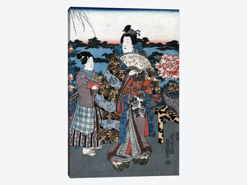 Japan: Woman In Garden by Utagawa Kunisada II 1-piece Canvas Print