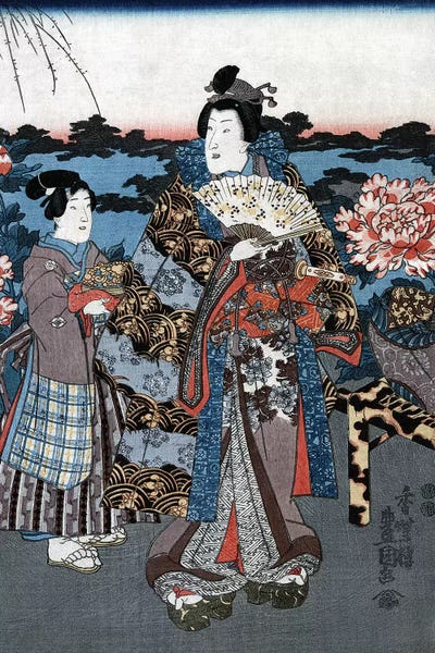 The Granger Collection: Japan: Woman In Garden by Utagawa Kunisada II