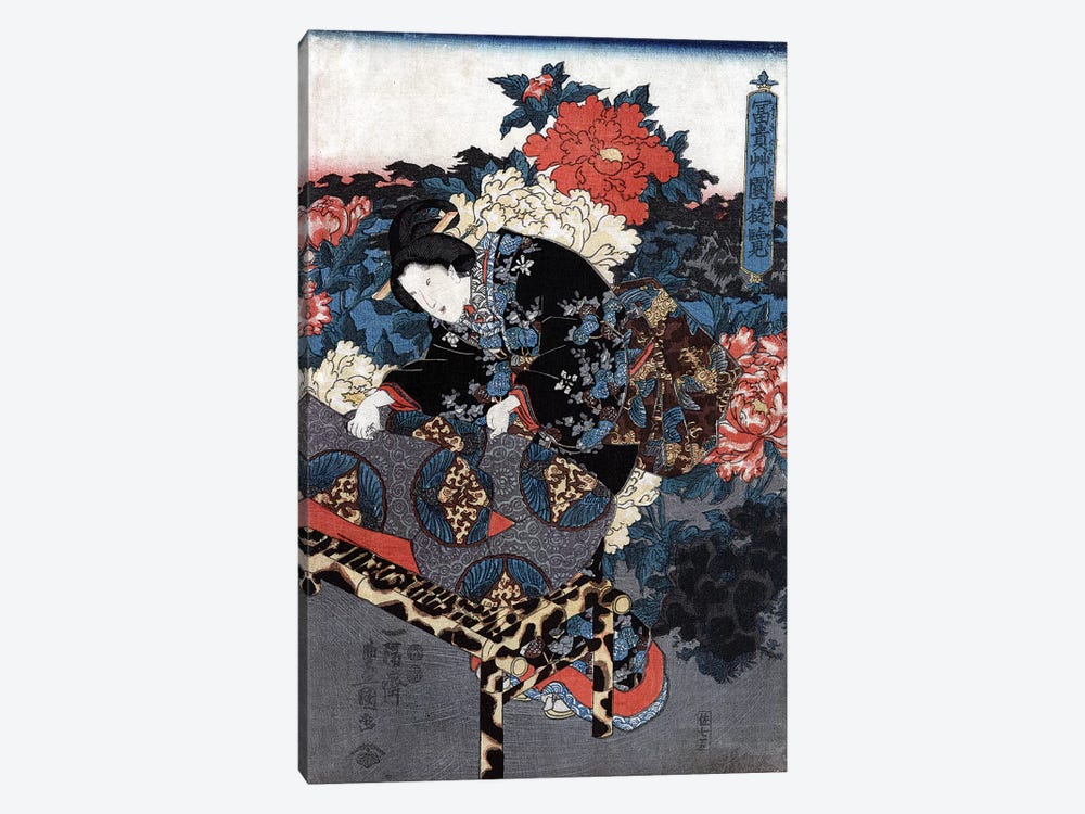 Japan: Woman In Garden by Utagawa Kunisada II 1-piece Canvas Artwork