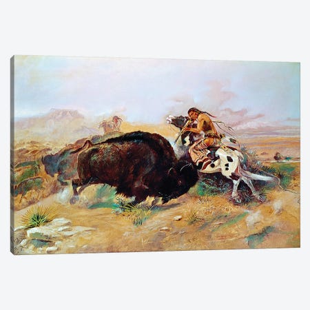 Russell: Buffalo Hunt Canvas Print #GER413} by Charles Russell Canvas Wall Art