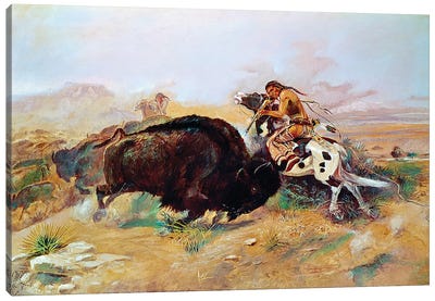 Russell: Buffalo Hunt Canvas Art Print