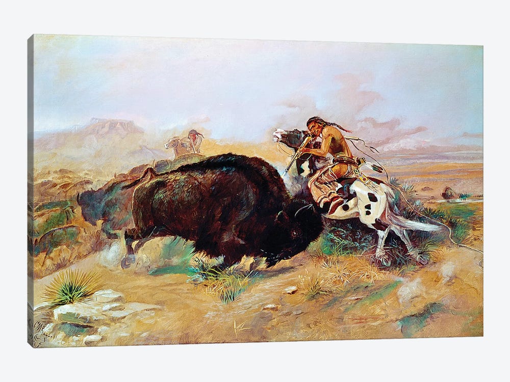 Russell: Buffalo Hunt by Charles Marion Russell 1-piece Canvas Art Print