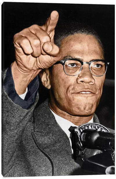 Malcolm X (1925-1965) Canvas Art Print - Vintage & Retro Photography