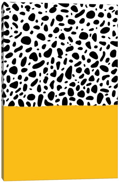 Dalmatian - Yellow Canvas Art Print - Pantone 2021 Ultimate Gray & Illuminating
