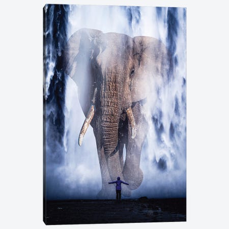 Giant Elephant In Waterfall Canvas Print #GEZ101} by GEN Z Canvas Art Print