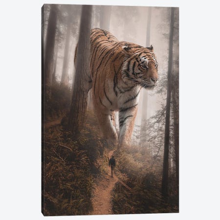 Giant Tiger Walking In Forest Canvas Print #GEZ103} by GEN Z Art Print