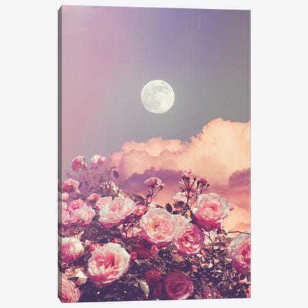 Aesthetic Rose Clouds And Full Moon Canvas Print #GEZ10} by GEN Z Canvas Artwork
