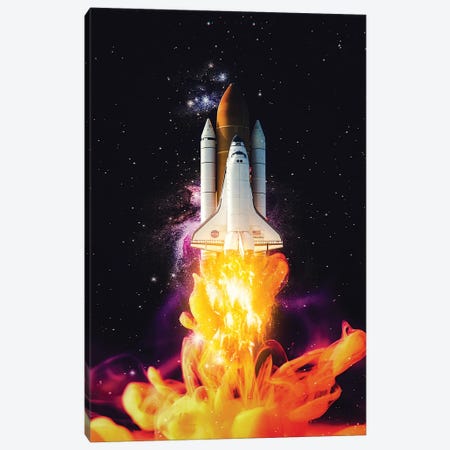 Yellow Ink Shuttle Launch Space Direction Canvas Print #GEZ111} by GEN Z Canvas Art