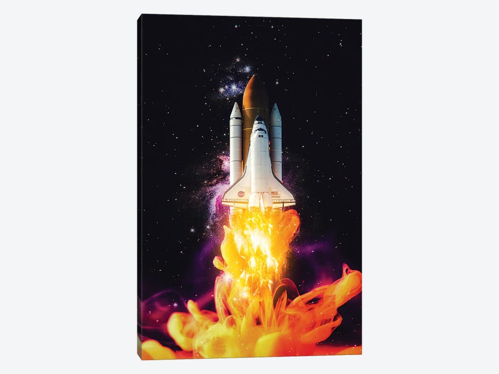 Yellow Ink Shuttle Launch Space Direction by GEN Z 1-piece Canvas Artwork