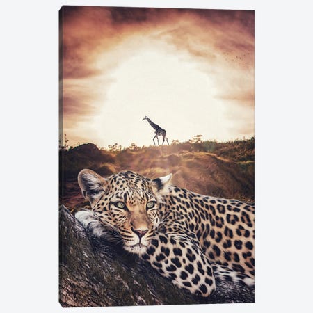 Jaguar And Giraffe Wildlife Safari Canvas Print #GEZ112} by GEN Z Canvas Artwork