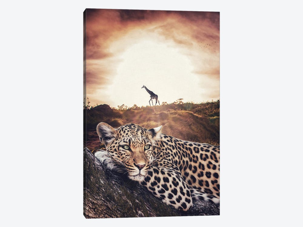 Jaguar And Giraffe Wildlife Safari by GEN Z 1-piece Art Print