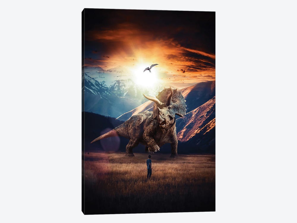 Jurassic Triceratops Encounter by GEN Z 1-piece Art Print