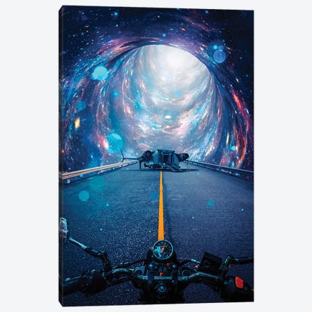 Meet Aliens On A Motorcycle Canvas Print #GEZ126} by GEN Z Canvas Wall Art