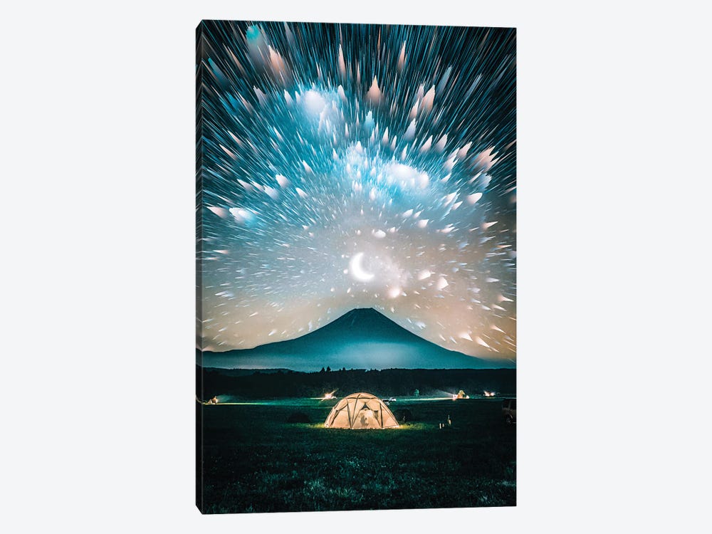 Mount Fuji Night Campground by GEN Z 1-piece Canvas Print