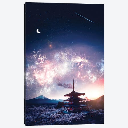 Mount Fuji Japanese And Starry Sky Canvas Print #GEZ131} by GEN Z Canvas Wall Art