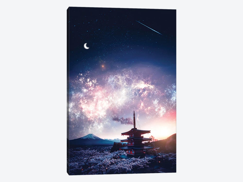 Mount Fuji Japanese And Starry Sky by GEN Z 1-piece Canvas Artwork