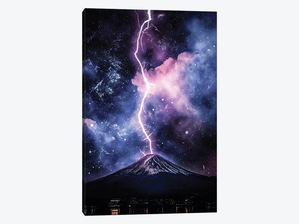Mount Fuji Thunderbolt In The Night by GEN Z 1-piece Canvas Artwork