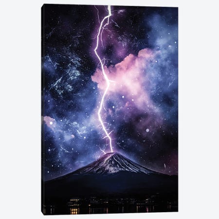 Mount Fuji Thunderbolt In The Night Canvas Print #GEZ133} by GEN Z Canvas Art