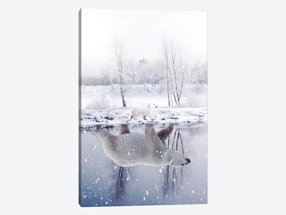 Polar Bear Childhood River Reflection by GEN Z 1-piece Canvas Print