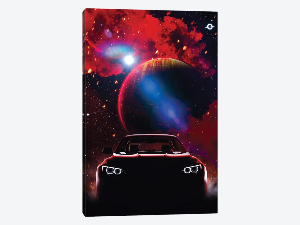 Red Sportive Car In Space by GEN Z 1-piece Art Print