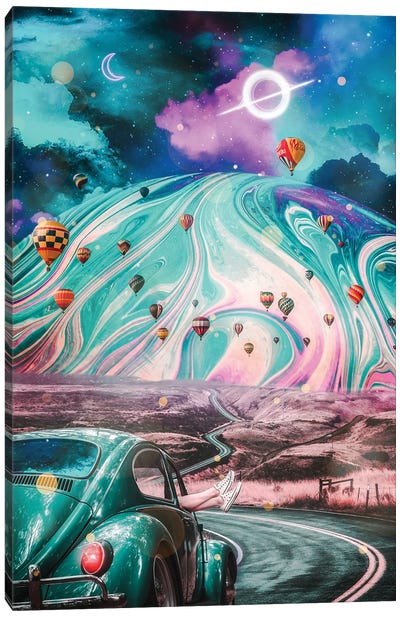 Retro Soap Bubble Road And Black Hole Canvas Art Print - Alternate Realities