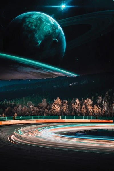 Rings Of Track And Space by GEN Z framed canvas print