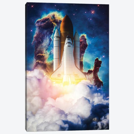 Rocket Launch Cloud To The Universe Canvas Print #GEZ145} by GEN Z Canvas Artwork