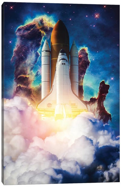 Rocket Launch Cloud To The Universe Canvas Art Print