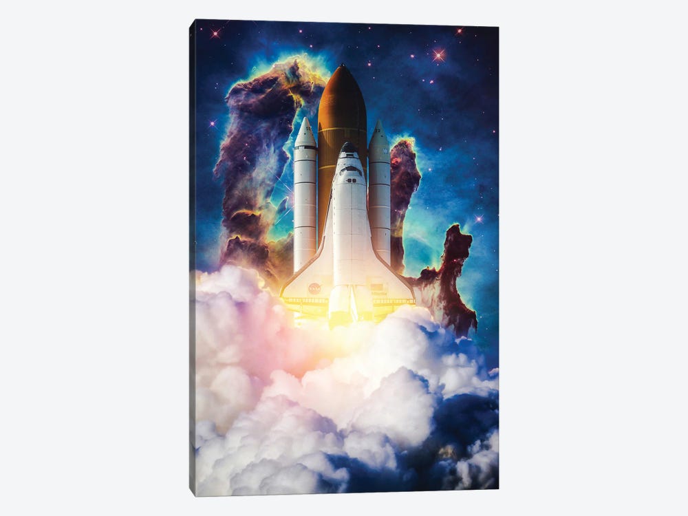 Rocket Launch Cloud To The Universe by GEN Z 1-piece Art Print