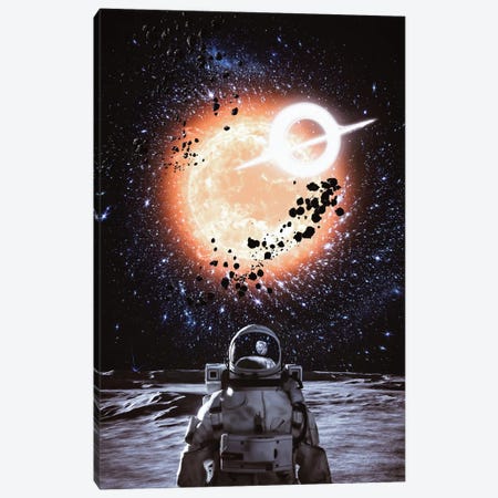Astronaut On Moon And Balck Hole Sun Canvas Print #GEZ14} by GEN Z Canvas Art Print