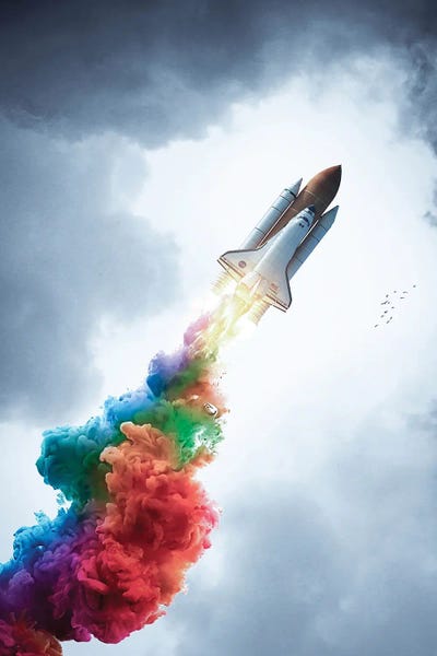 Spacecraft Color Bomb In The Sky by GEN Z framed canvas print