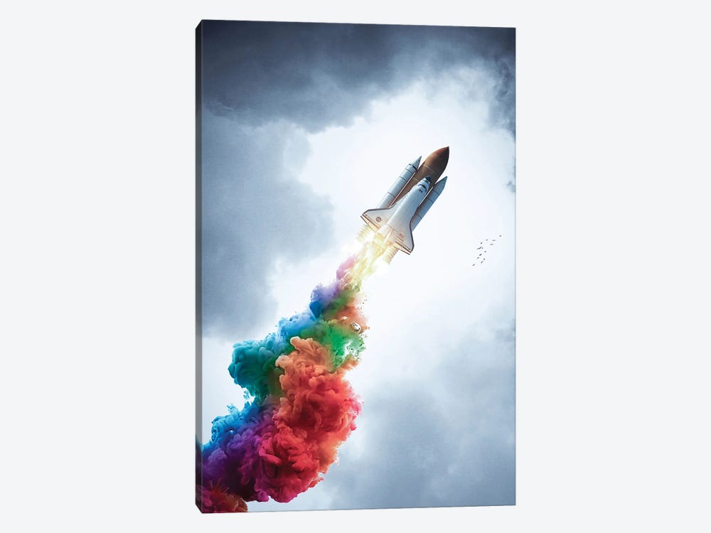Spacecraft Color Bomb In The Sky by GEN Z 1-piece Canvas Art Print