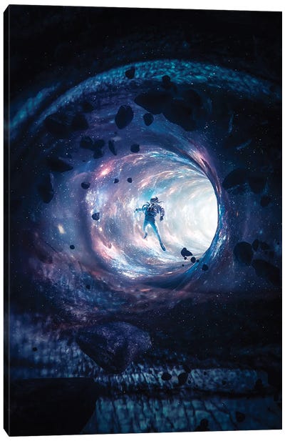 Space Eye Wormhole And Astronaut Canvas Art Print - Galaxy Art