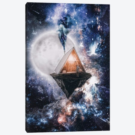 Space Selfie At Homme In Front Of Full Moon Canvas Print #GEZ161} by GEN Z Art Print