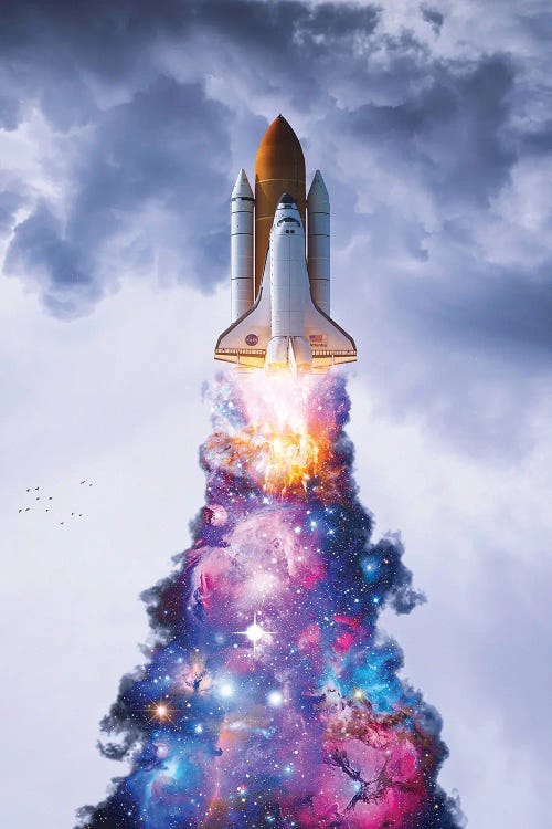 Spaceship Multicolored Smoke Launch by GEN Z wall art