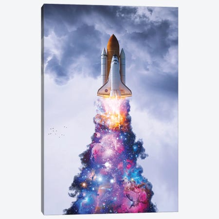 Spaceship Multicolored Smoke Launch Canvas Print #GEZ162} by GEN Z Canvas Art Print