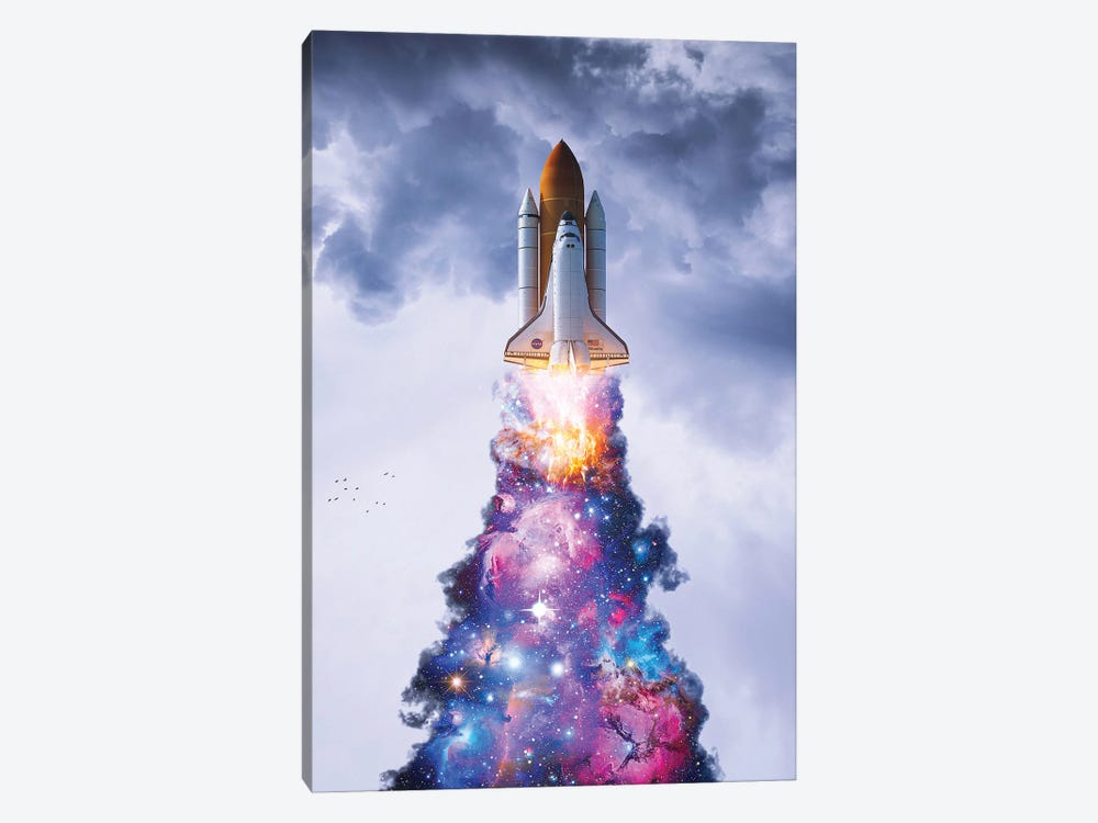 Spaceship Multicolored Smoke Launch by GEN Z 1-piece Canvas Artwork