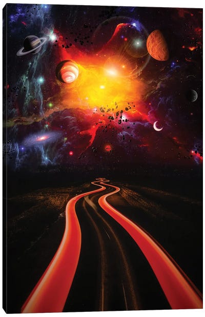 Speed Light Car To Planets Space Canvas Art Print - GEN Z